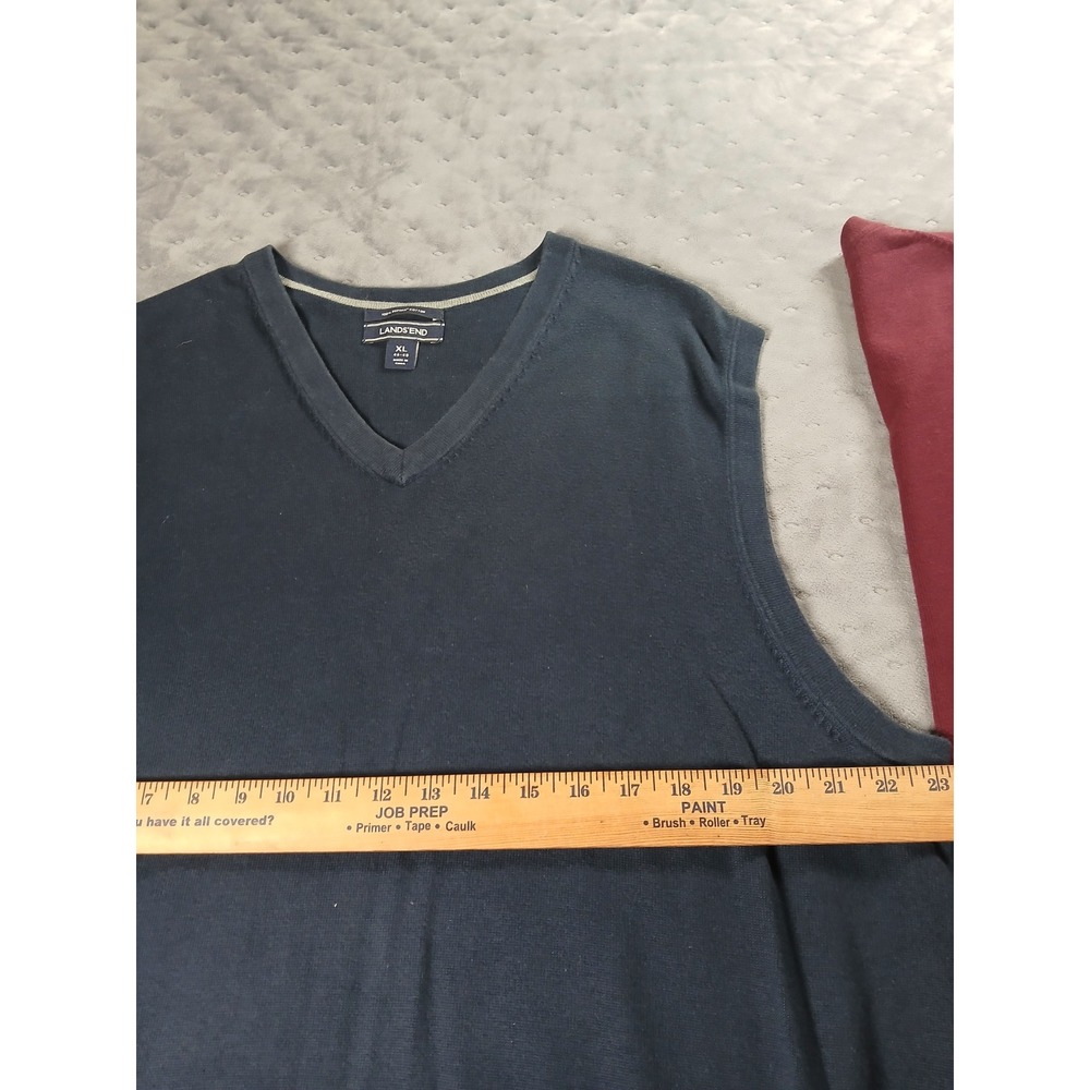 Lands' End Mens XL Supima Cotton V-Neck Sweater Vest Bundle Navy & Red - Picture 6 of 7